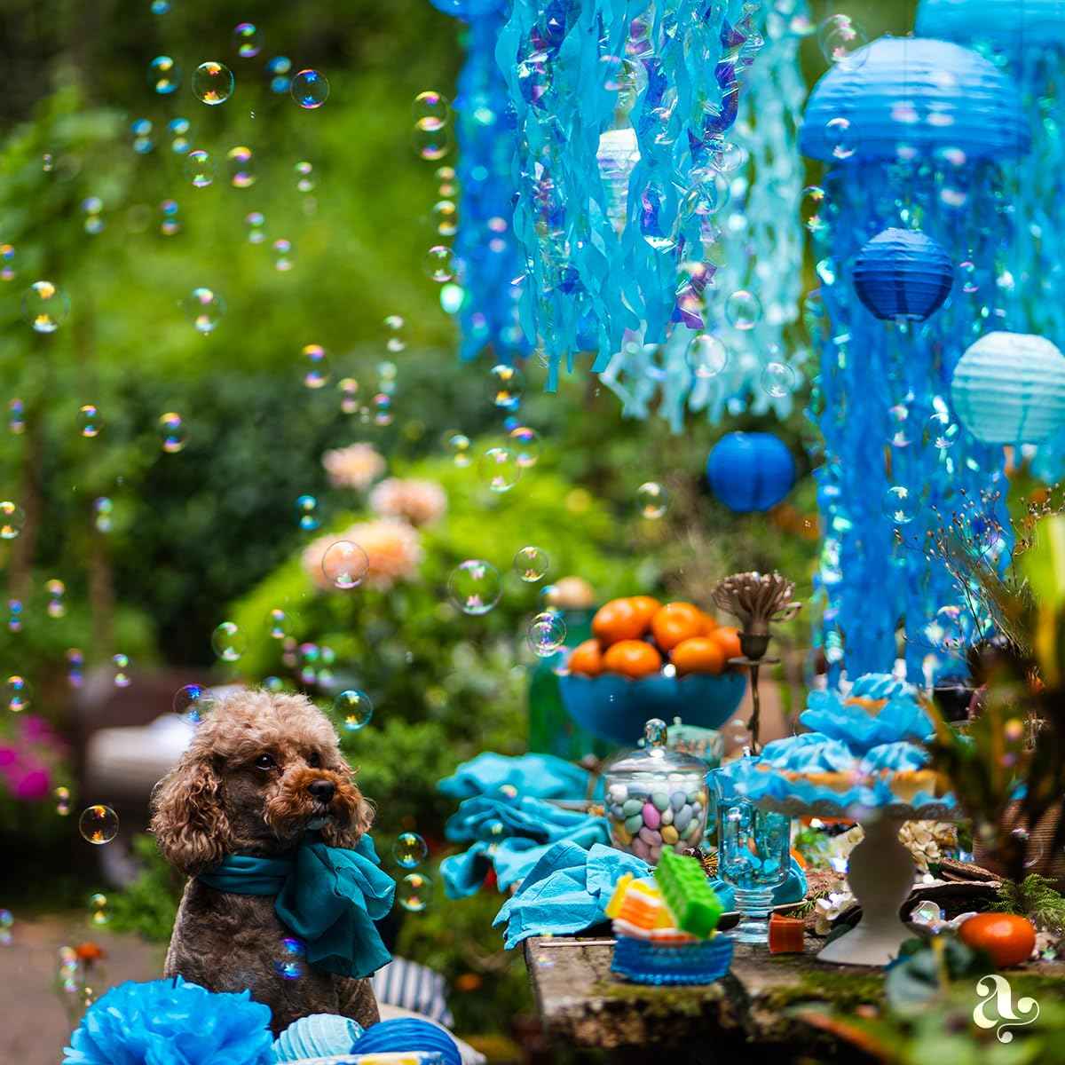 Jellyfish Paper Lanterns and Bubbles - Under Sea Party Decorations, Mermaid Party Decor, Mermaid Birthday Decorations and Hanging Jellyfish Decor by Avoseta (15pcs, Jelly Fish, Blue and Cyan)