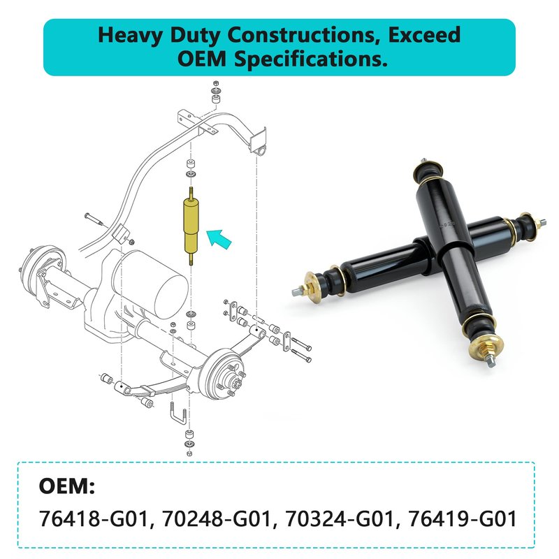 10L0L Golf Cart Shocks for EZGO TXT Front and Rear Shocks Absorbers 1994-Up Gas & Electric Models, Replaces OEM #76418-01, 70928-G01 Nivel Part #5006-4 PCS