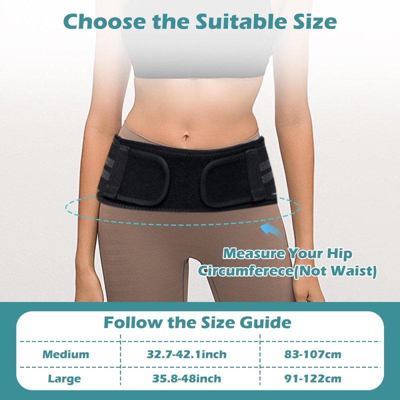 Powerful SI Joint Belt for Women and Men,Adjustable Sacroiliac Belt for Relief Sciatic,Pelvic,Lower Back,Leg and Sacral Nerve Pain,Strong Hip Brace for Trochanteric Bursitis,Sacrum Pain(Large)