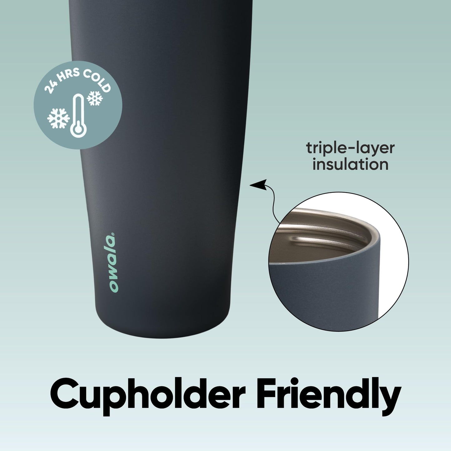 Owala FreeSip Tumbler Stainless Steel Water Bottle 40 oz Foggy Tide