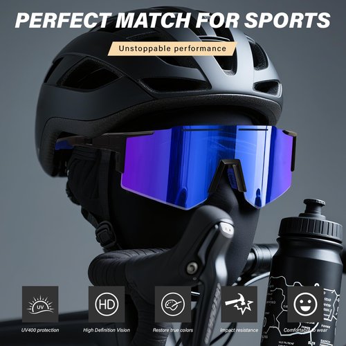 DioKiw 4PACK Polarized Sport Sunglasses for Men UV Protection Cycling Fishing Sun Glasses Big Frame Mountain Bike Goggles