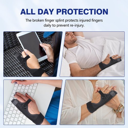 Cozyhealth Boxer Finger Splint Brace, Supports Pinky, Ring, Knuckles - Right or Left Adjustable Metacarpal Hand Brace, Straightening for Trigger Finger, Injury, Fracture, Broken, Tendonitis (9 inch)