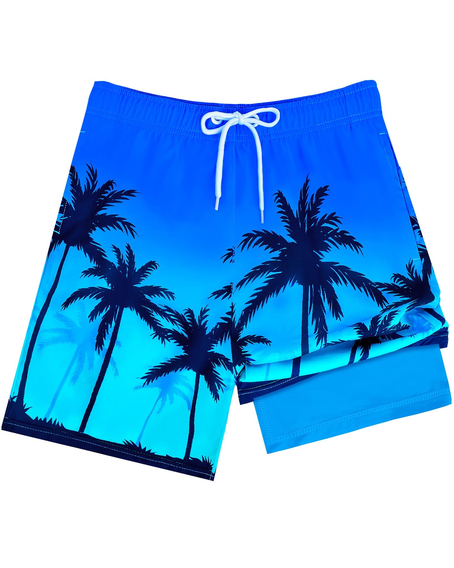 Resiprolty Boys Swim Trunks Size 10-12 with Compression Liner Boy Swim Shorts Quick Dry Boys Bathing Suit Swimsuit Swimwear Kids Beach Board Shorts Athletic Running Swimmming Trunks Coconut Tree