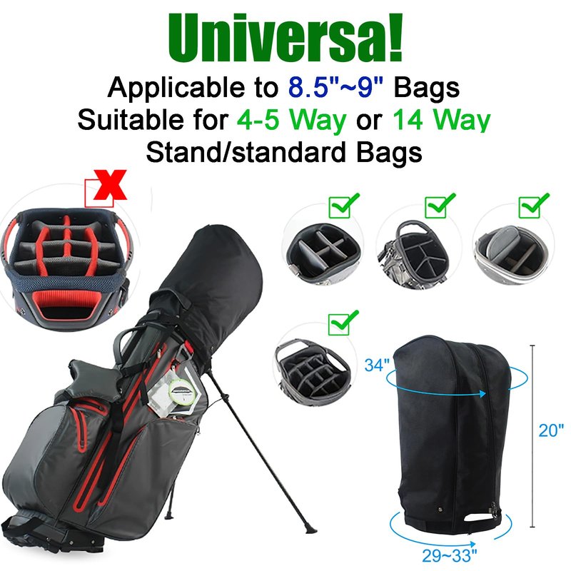 ZHICIM Golf Bag Rain Cover Hood Universal 1680D Nylon, Rain Cape for Golf Bags with Snap Button, Waterproof Material Dustproof Club Protector