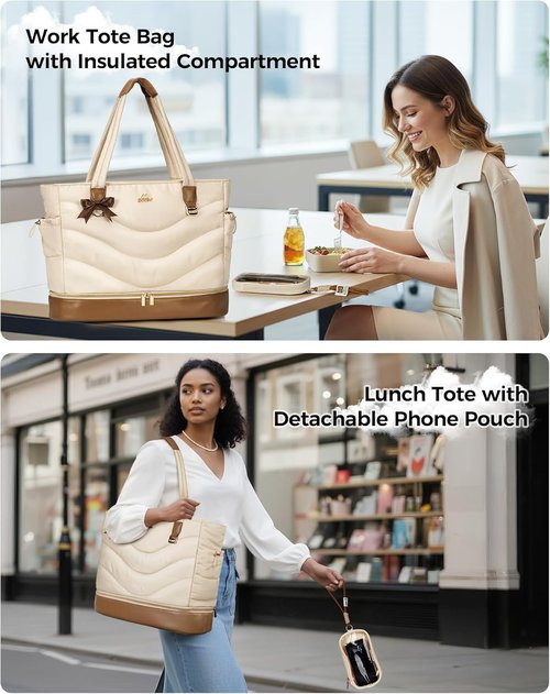 MATEIN HER Insulated Puffer Bag - Stylish Work Tote with 15.6" Laptop Compartment & RFID Pocket