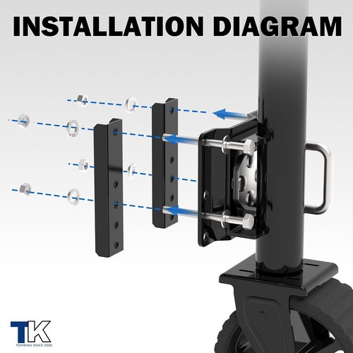 8-Inch Wheel Trailer Jack - 2000 lbs Capacity | 13-Inch Vertical Movement for RVs, Boats, Trailers