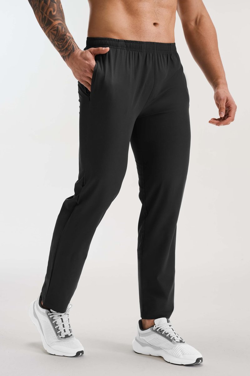 Men's 3 Pack Lightweight Breathable Athletic Gym Running Pants Workout Joggers with Zipper Pockets Black Blue Grey L