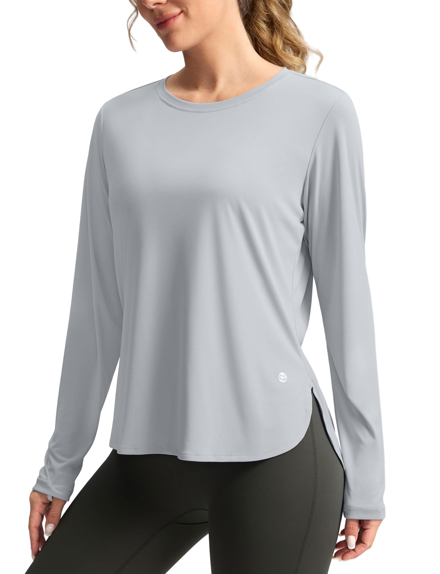 Women's Sun Shirts UPF 50+ Long Sleeve UV Protection Shirt Lightweight Quick Dry Workout Hiking Tops for Women(Light Grey,S)