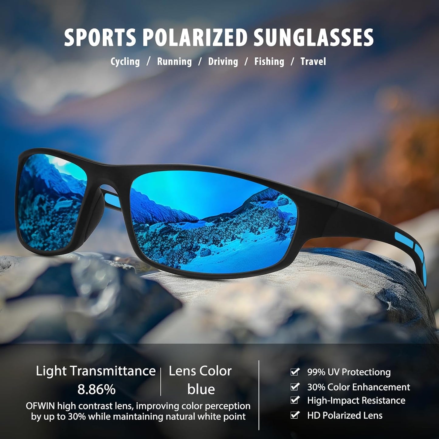 Skiennix Sports Polarized Sunglasses - UV Protection for Men & Women | Ideal for Fishing, Cycling, & Running