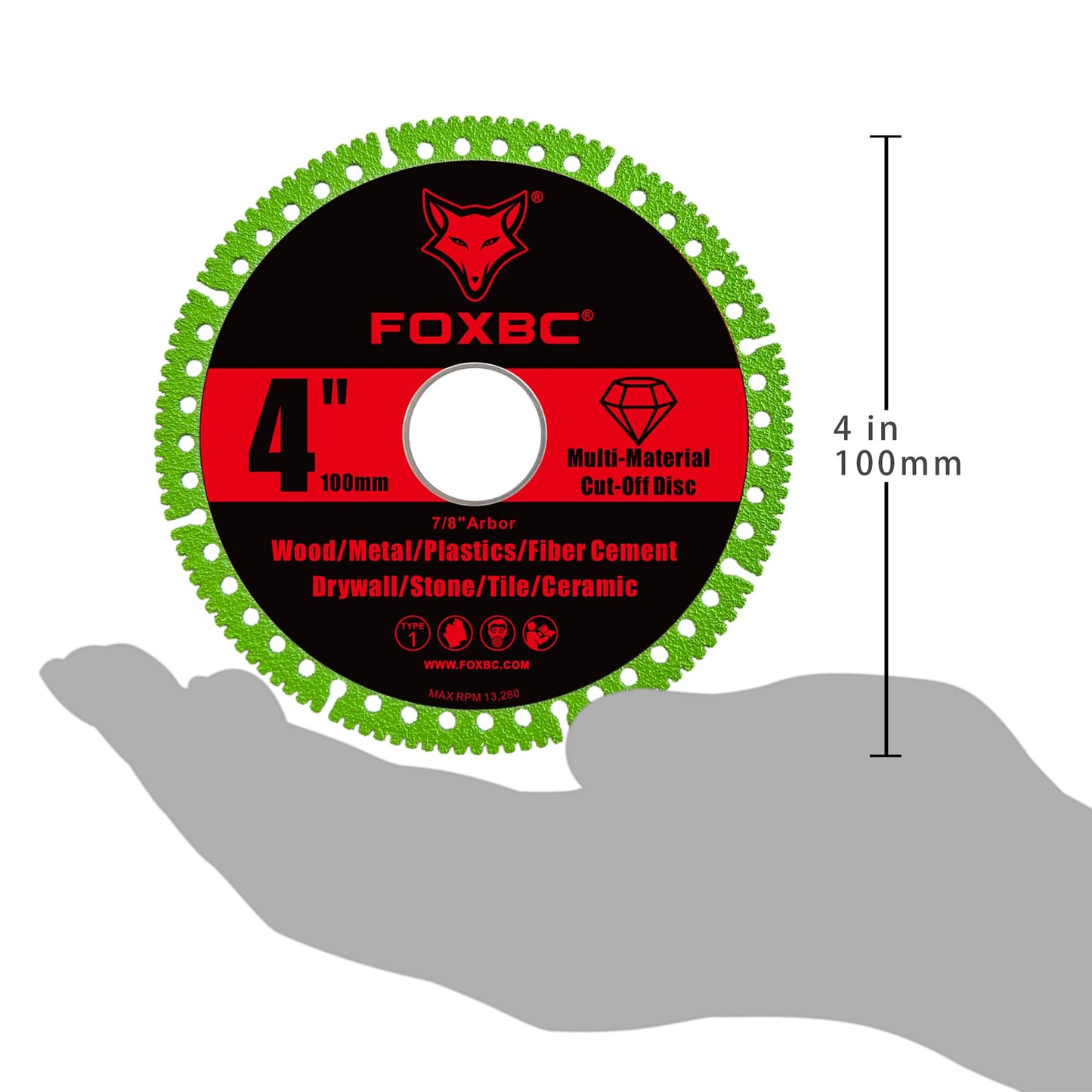 FOXBC 4 Inch Indestructible Multi-Material Cut Off Disc for Angle Grinders, 7/8" Arbor - 3 Pack