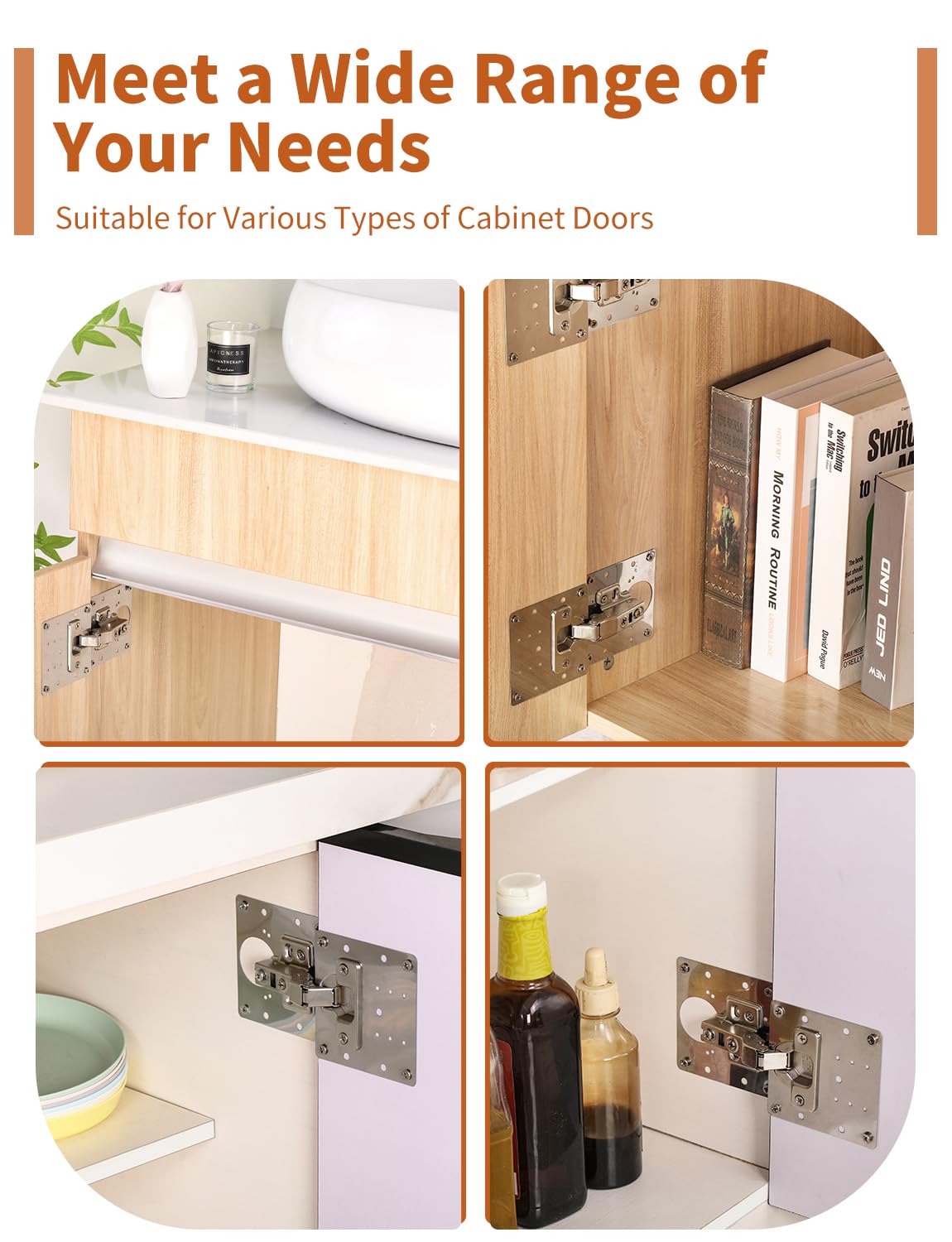 6PCS Cabinet Hinge Repair Plate Kit: FOGZUVR Durable Door Hinge Repair Kit Plate Stainless Steel, Large Hinge Repair Board with Mounting Screws for Kitchen Cabinet, Cupboard Doors and Furniture