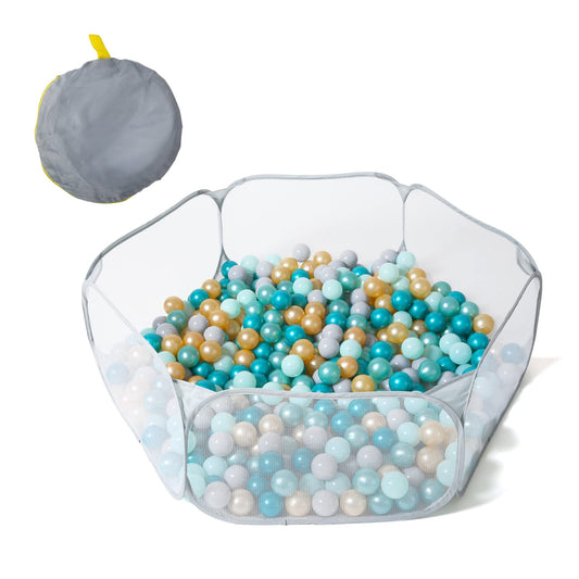 STARBOLO Gray Kids Ball Pit, Children Toy Ball Play Pool Foldable Play Tent for Kids Girls Boys Indoor and Outdoor, Balls Not Included.