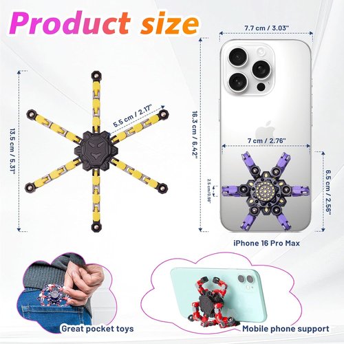 Gokeey Transformable Fidget Spinners - 4 Pcs Stress Relief Sensory Toys for Kids & Adults | Perfect for Ages 8-13