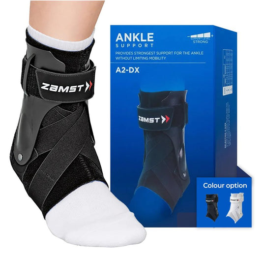 Zamst A2-DX Black Ankle Brace for Sport - Breathable Sports Ankle Support for Men and Women with Guard Stabilizers for High-Grade Ankle Sprain - Left, Medium