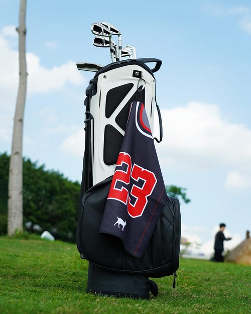 BIG TEETH Golf Towels for Golf Bags, Magnetic Golf Towel with Clip, Funny Golf Towel Basketball Jerseys Shapes, Sports Style (Black NO.23 Without Magnet)