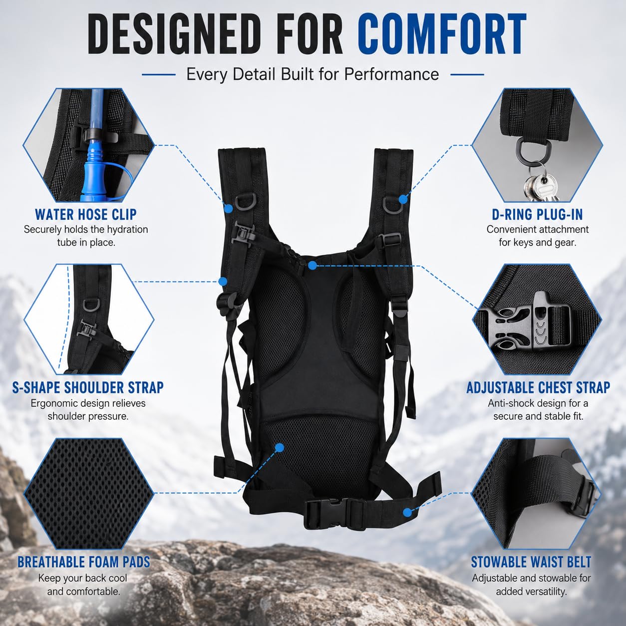 Hydration Backpack with 2L Water Bladder Tactical Molle Water Backpack for Men Women Hydration Pack for Hiking, Biking, Running and Climbing