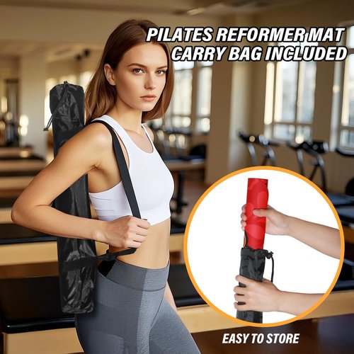 LIDYLSM Pilates Reformer Mat-39in*24in pilates reformer towel for yoga enthusiasts,non-slip,Lightweight,washable,suitable for Home,Pilates studio, Gym Pilates Workout(Red)
