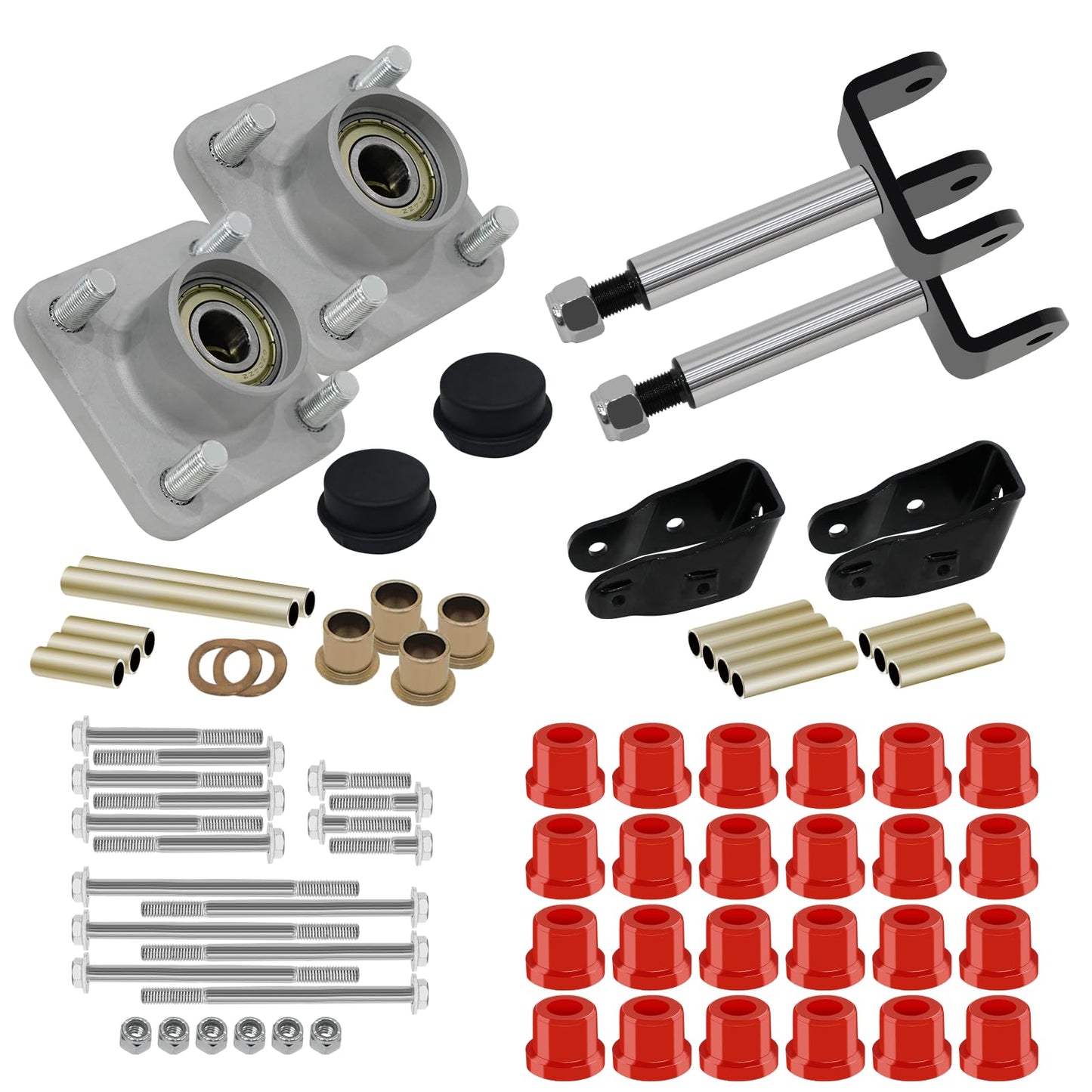 XUANYUDG0769 Golf Cart Club Car Precedent Gas and Electric Deluxe Front End Repair Kits 2004-Up,Red Rubber Sleeve Bushing Kits