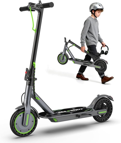 MAXSHOT Electric Scooter - High-Speed 350W/500W Motor | 19-22 MPH, 21-28 Miles Range, Dual Suspension
