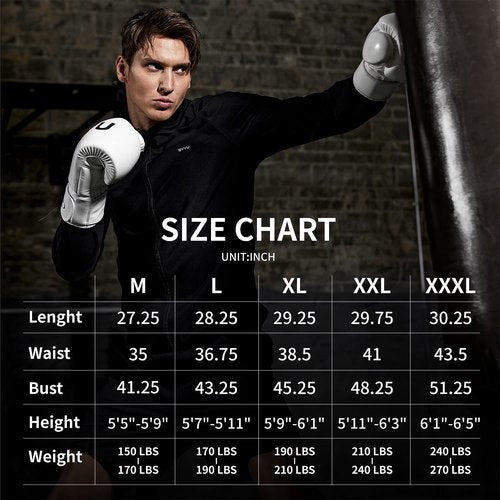 BVVU Sauna Suit for Men Sweat Sauna Jackets Workout Shirt Body Shaper Fitness Shapewear Long Sleeve Black