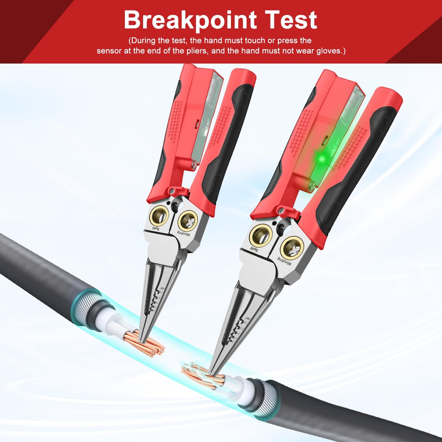 GADO Pro 8-in-1 Wire Crimper Stripper with Voltage Detector & Dual Alarms - Heavy Duty 12-250V AC/DC Tester for Hot/Neutral Wires - Electrician, HVAC, Car Repair Tool (Red)