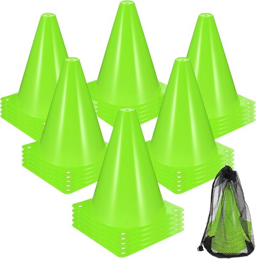 Maquita 30 Pack 7-Inch Plastic Traffic Cones - Agility Markers for Soccer, Football, Basketball & More