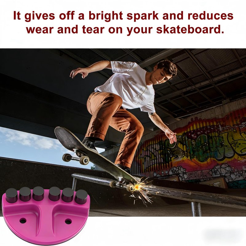 Skateboard Spark Plate for Night Riding - Eye-Catching Sparking Accessory, Secure Mount Design, Deck Tail Protection Against Razor Tail, Universal Fit for All Wood Skateboards (Pulse Pink)