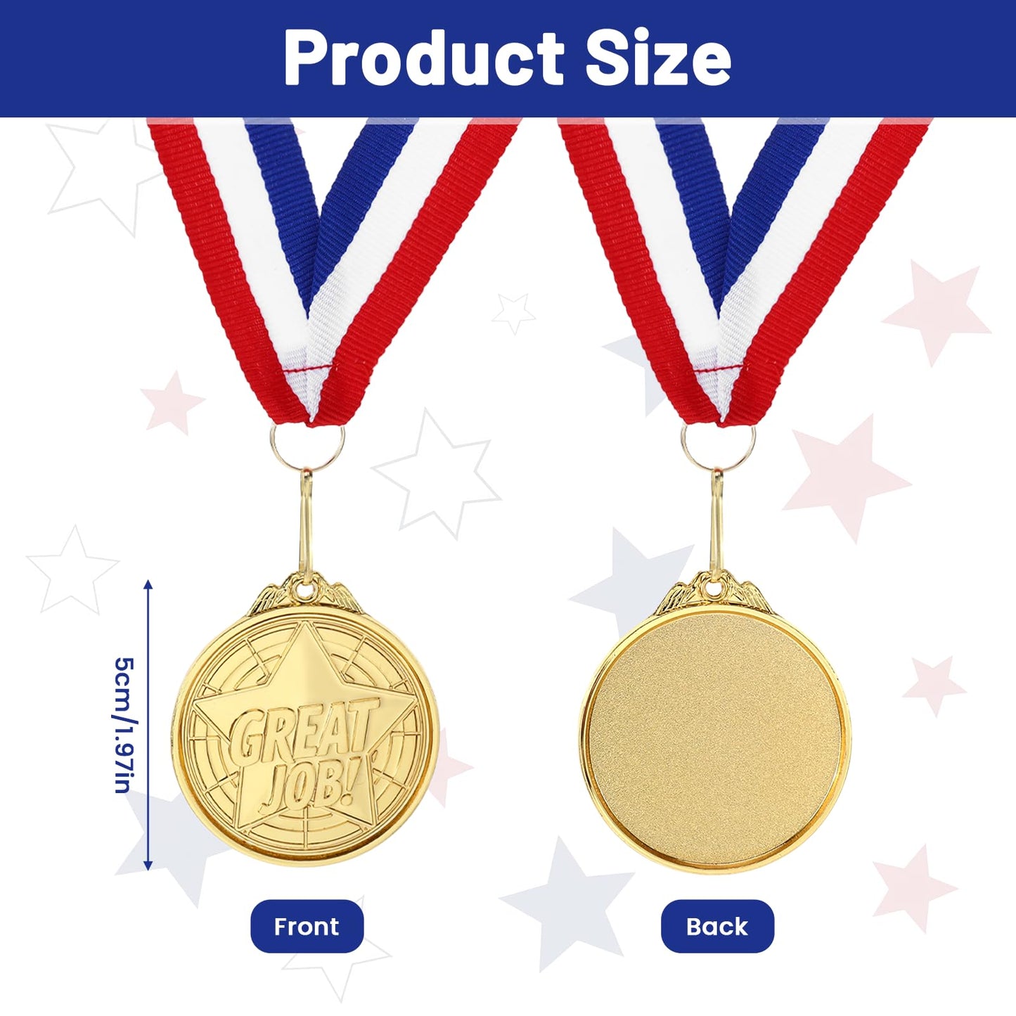 ZutinQiao 24 Pcs Medals for Awards Gold, Participation Medals with Ribbon, Participation Appreciation Award Medals Metal, Inspirational Appreciation Gift Bulk for Adult Team Coworker
