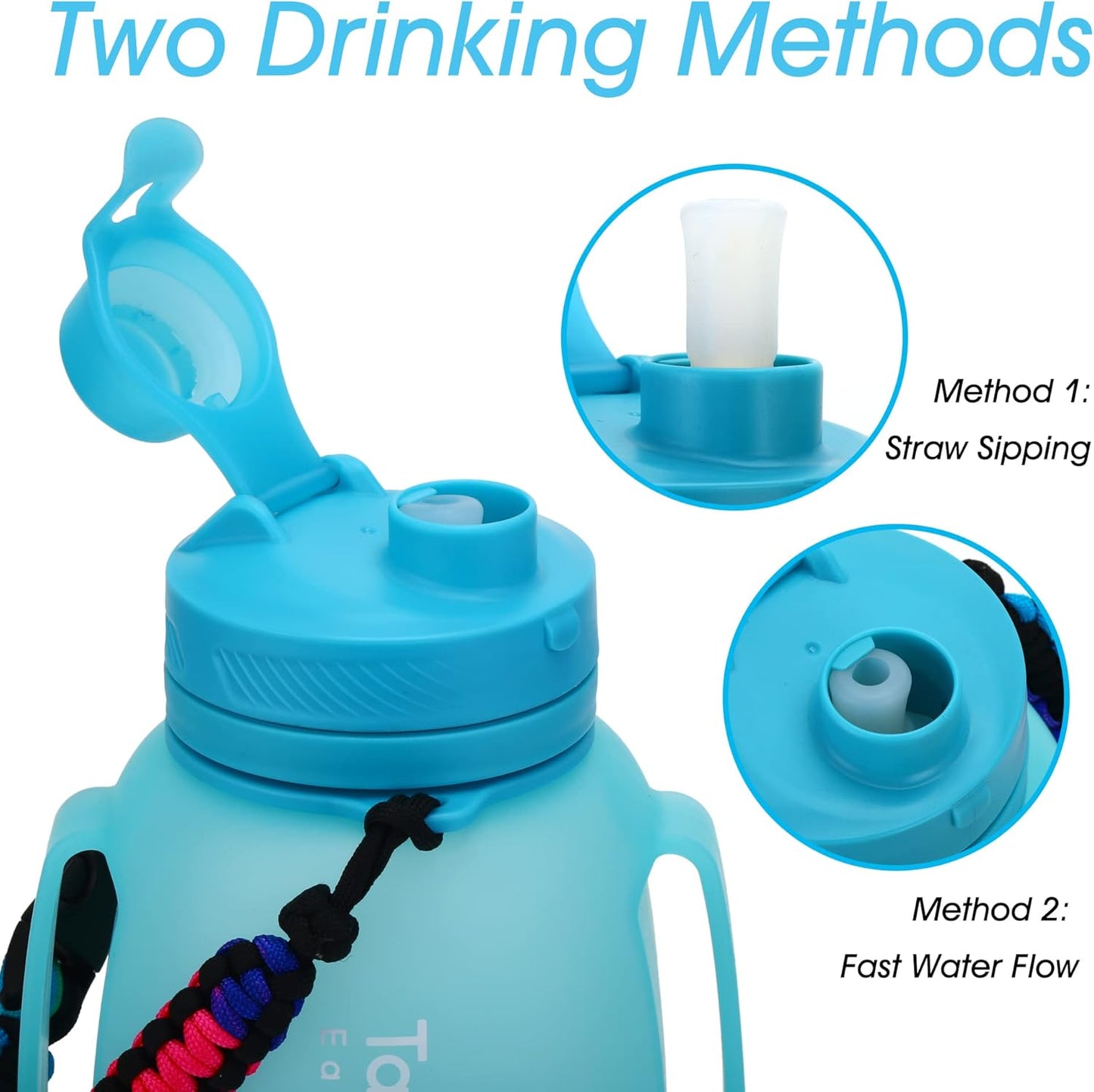 TakeToday Collapsible Water Bottle - 40 OZ Motivational Jug with Straw | Leakproof Silicone for Yoga & Camping