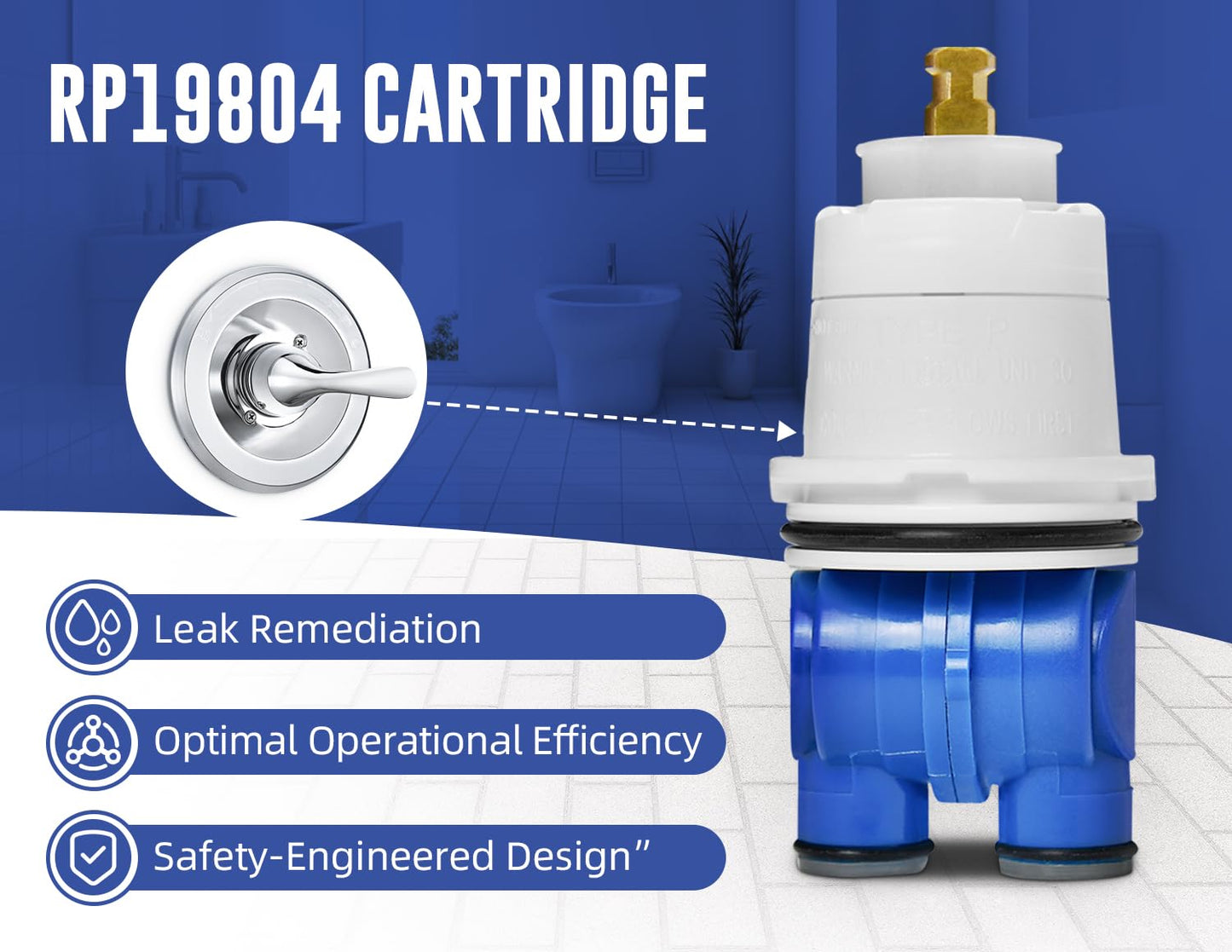 RP19804 Shower Cartridge Compatible with Delta 1300/1400 Series Single Handle Tub Bathtub Shower Faucet Replacement for Delta Monitor Cartridge Repair Plumbing Parts