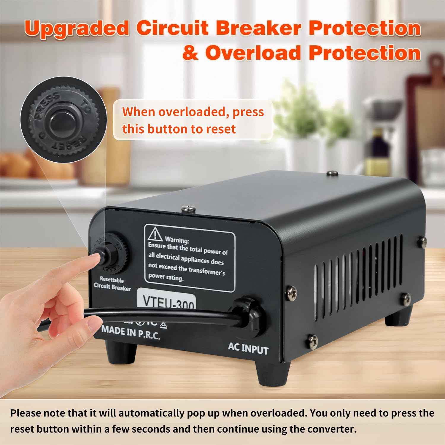 Voltage Converter 220V to 110V Converter Universal Travel Adapter 300W Step-Down Converter from 220-240V to 110-120V suitable for US to Europe and international step-down transformer socket converters