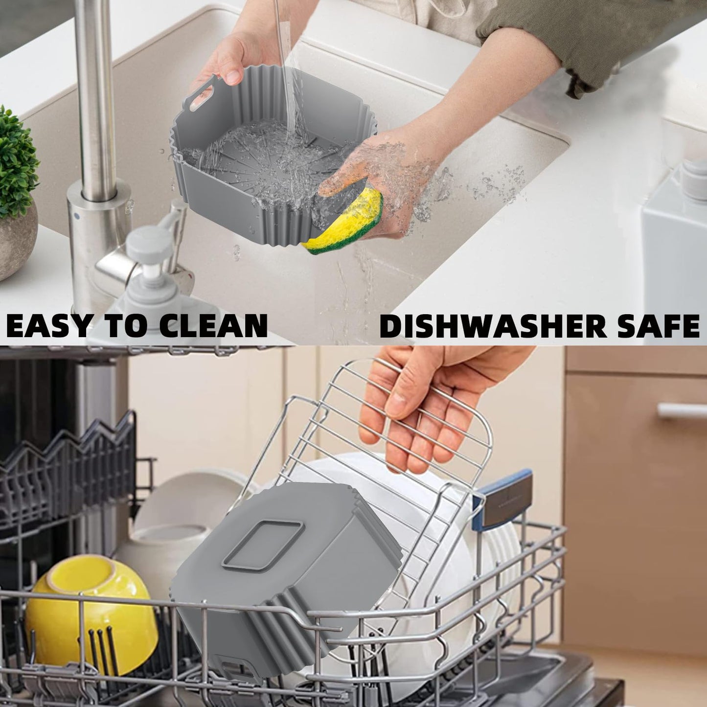 Silicone Air Fryer Liners for CHEFMAN 2 Qt Mini Air Fryer, 2 Pack Square Small Airfryer Liners Reusable for Ninja/DASH/Cuisinart/topzee/COSORI/BELLA/COMFEE'/Instant Pot/Tasty/DEIME/Bear 1-2.1QT