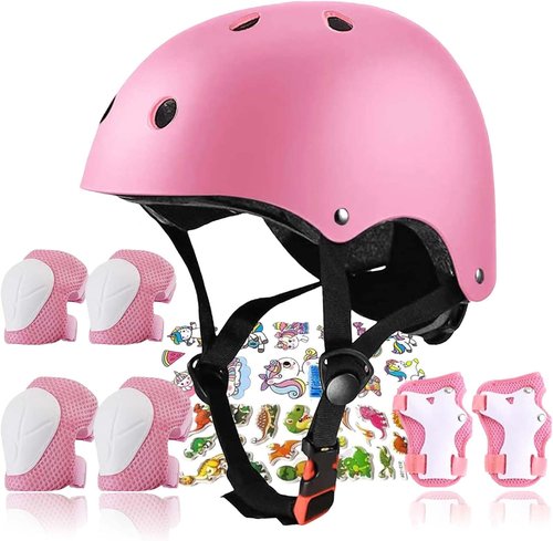 FOOKCIAN Kids Helmet - Adjustable Toddler Skateboard Helmet with Knee, Elbow Pads & Wrist Guards | Ages 2-14