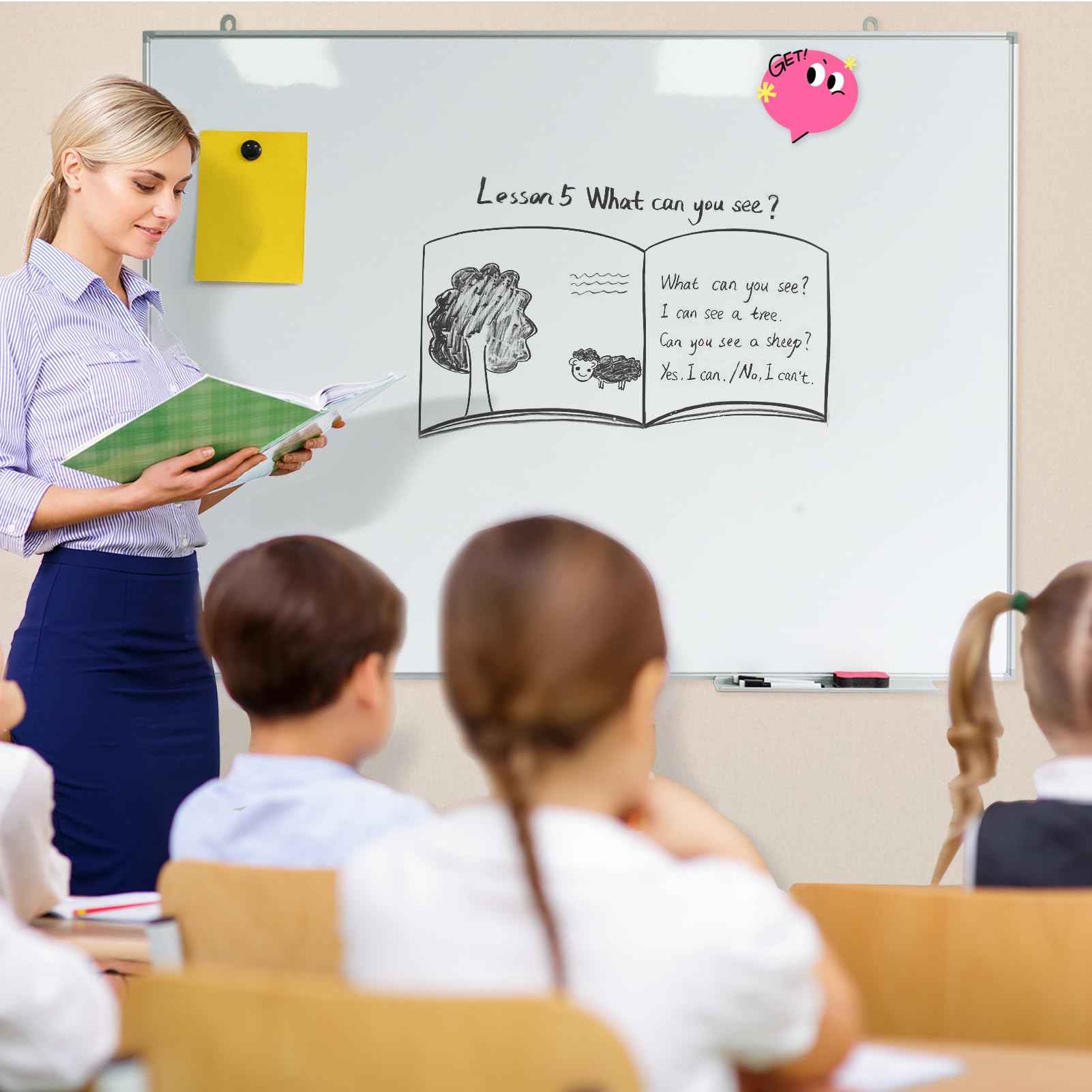 Magnetic Writeboard 18X24 Dry Erase Board Hanging & Wall Mounted Whiteboard S Aluminium Frame Message Boards for Home, School, Office, Kitchen