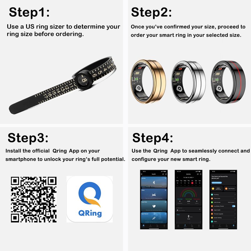 Yihou Smart Ring for Men Health Tracker Fitness Ring Sleep Monitor Heart Rate Monitor Sport Tracker No Subscription Fee for Android iOS Gold 13#