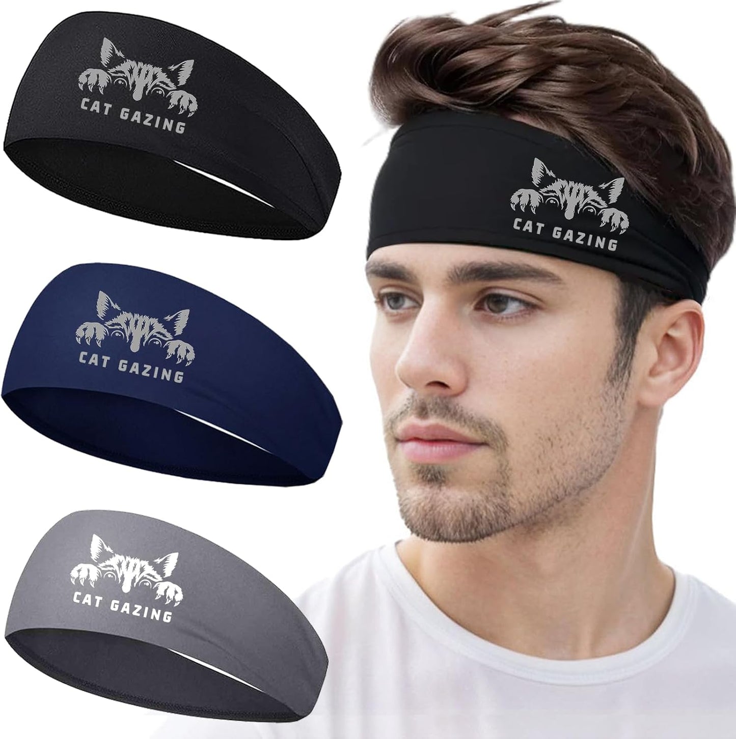 Skiennix 3-Piece Headband Set for Men | Sports Sweatbands for Workout & Running - Comfortable Fit