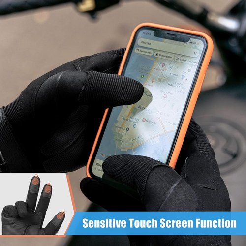 Cierto Motorcycle Gloves - Touch Screen Tactical Full Finger Gloves with Hard Knuckles | Adjustable Wrist for Riding & Climbing