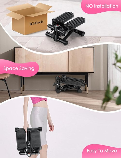 KitGody Mini Stepper - Portable Home Exercise Equipment with Resistance Bands | 330LBS Capacity, Adjustable Height