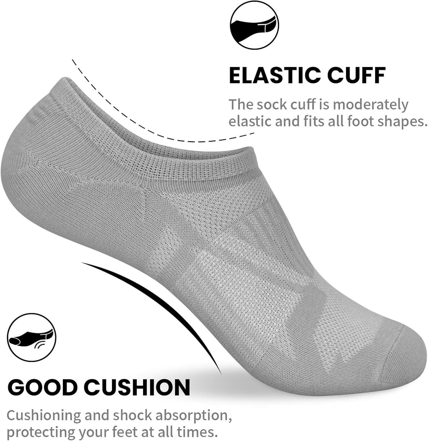 Wernies No Show Socks for Women - 8 Pairs of Invisible Ankle Cotton Socks, Low Cut Casual Style