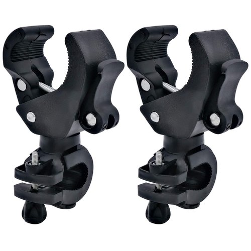 BLLREMIPSUR 2 PCS Bike Flashlight Mount Holder, Universal 360º Rotation Adjustable Bicycle Light Stand, Quick Release Double Buckle Style