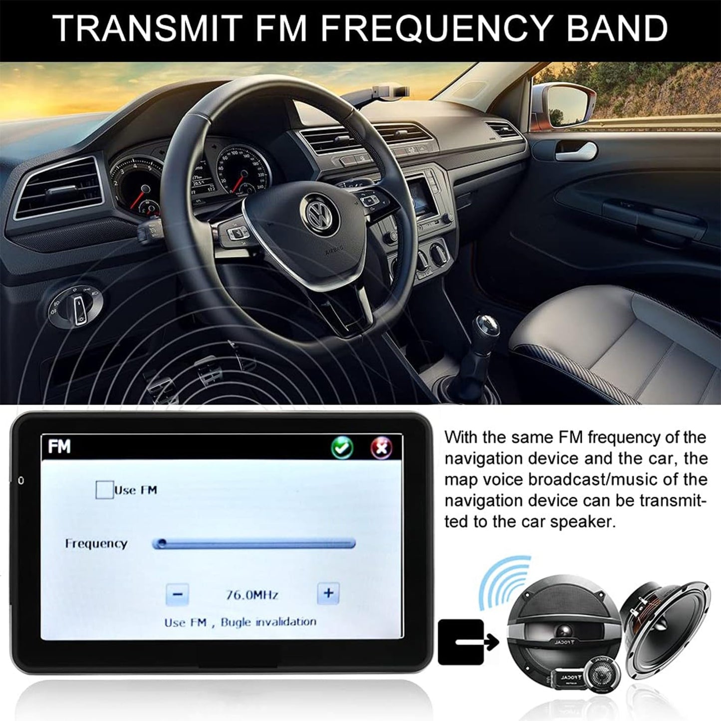 LONGRUF GPS Navigation for Car, Latest 2026 Map 7 inch Touch Screen Car GPS, Voice Turn Direction Guidance, Support Speed and Red Light Warning, Pre-Installed North America Lifetime map Free Update