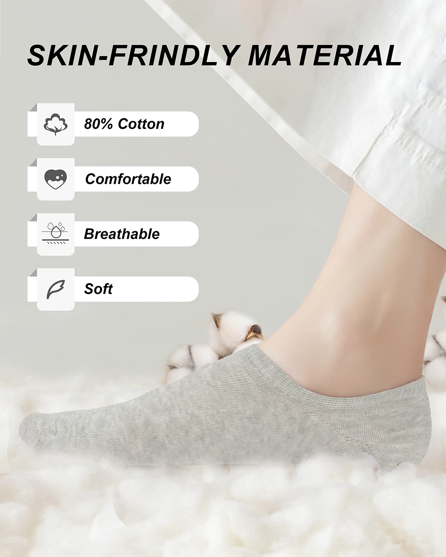 MoHern 9 Pairs No Show Socks Womens, Low Cut No Show Socks Size 6-10, 3 Colors Flat Socks for Women