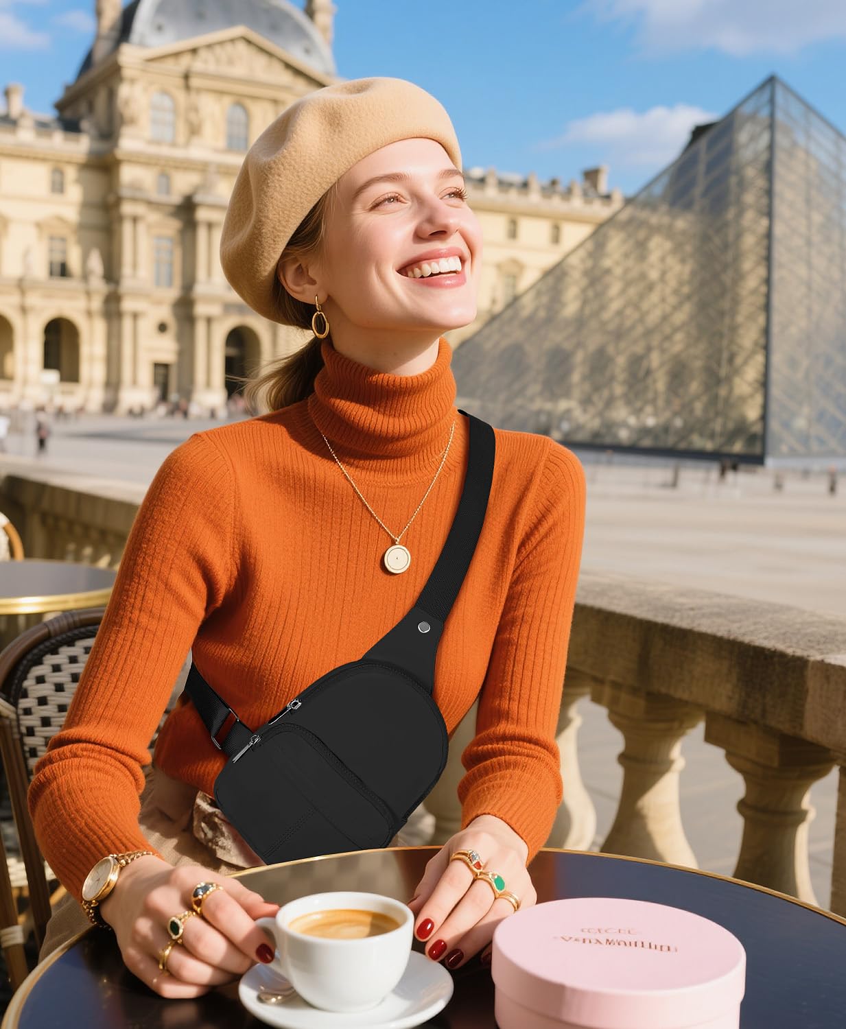 Neverwhy Small Crossbody Bag - Cute Sling Bag for Women - Small Chest Backpack Fanny Pack for Casual, Travel, Hiking Black
