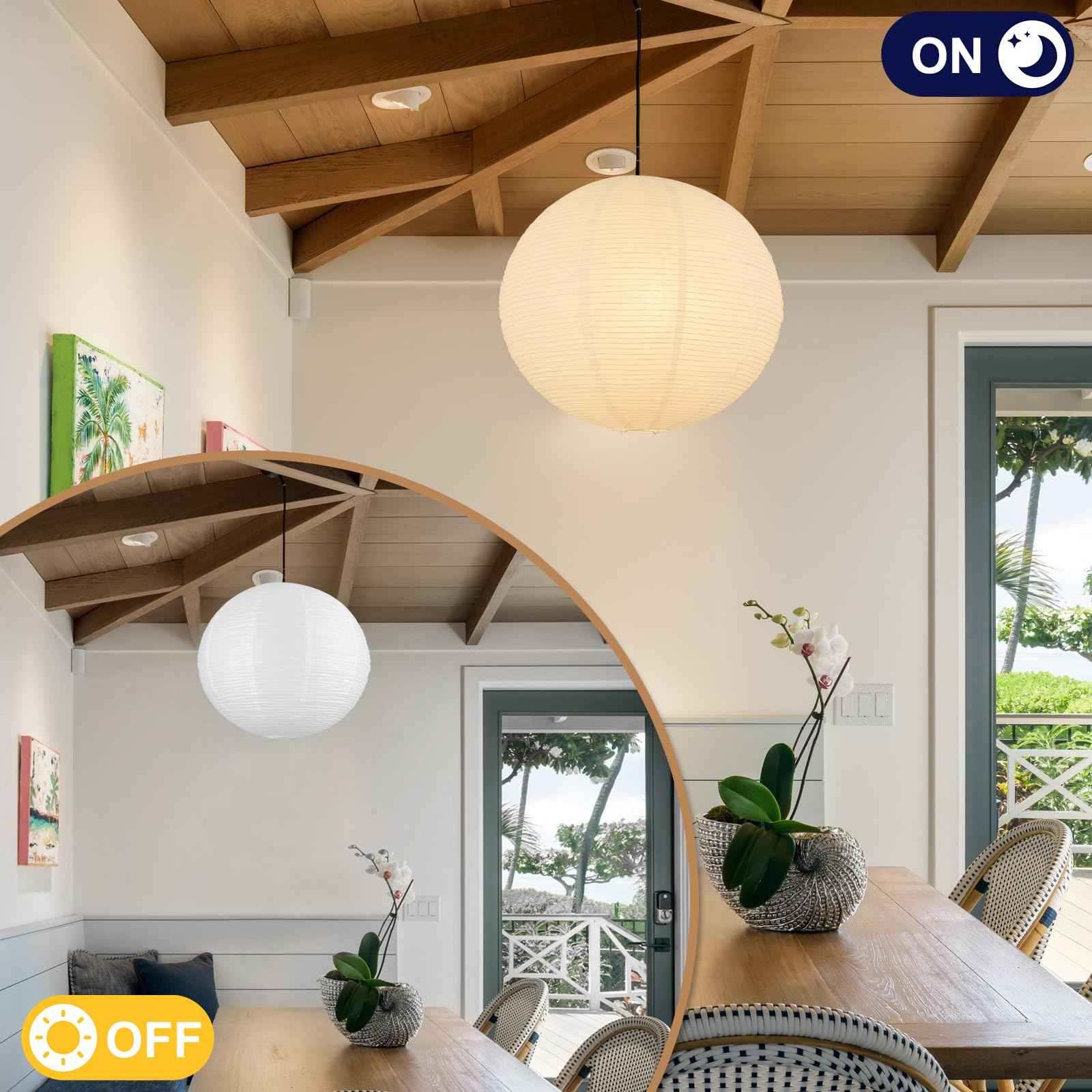 White Paper Lamp Shades set of 2, 12''x12'' Small Chinses Paper Lantern Pendant Light Shades,Round Lanpshades Home Decor Ceiling Lampshade, Foldable Lampshade