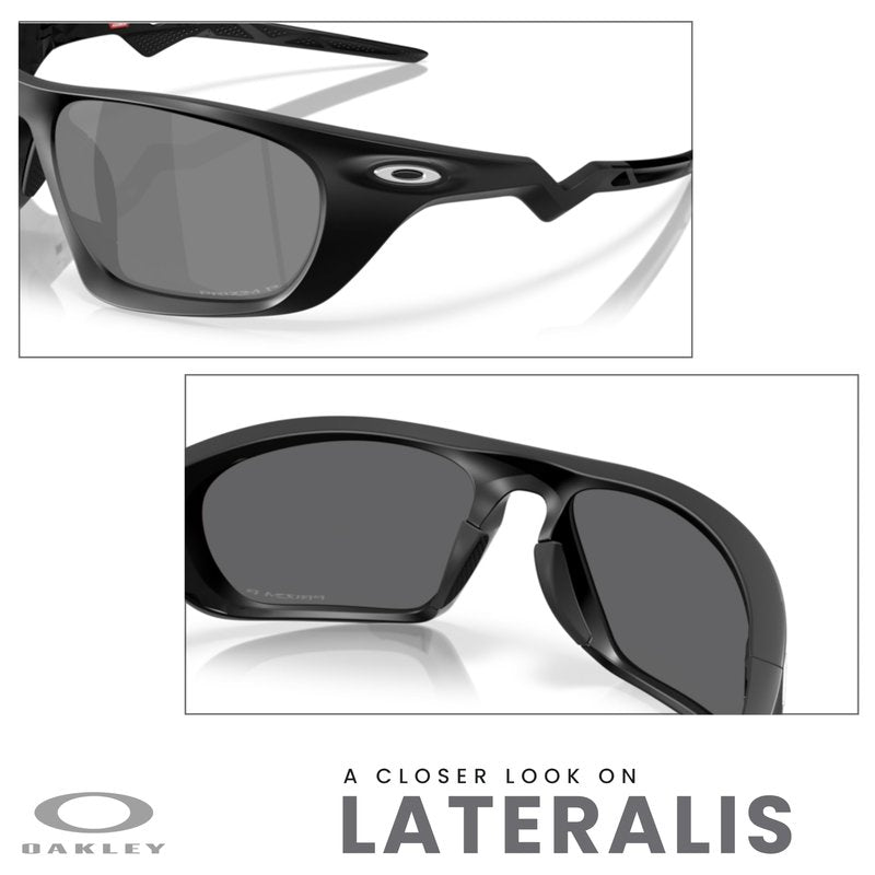 Oakley OO9431 Lateralis 943108 60MM Matte Transparent Arctic Surf/Prizm Black Rectangle Sunglasses for Men+ Bundle Accessory Leash Kit, Microfiber Pouch
