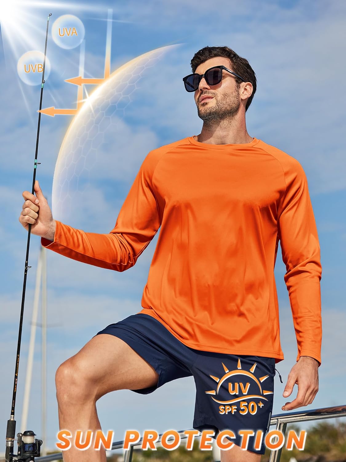 ZITY Long Sleeve Shirts for Men - UPF 50+ Sun Protection Crew Neck T-Shirts | Ideal for Hiking & Swimming