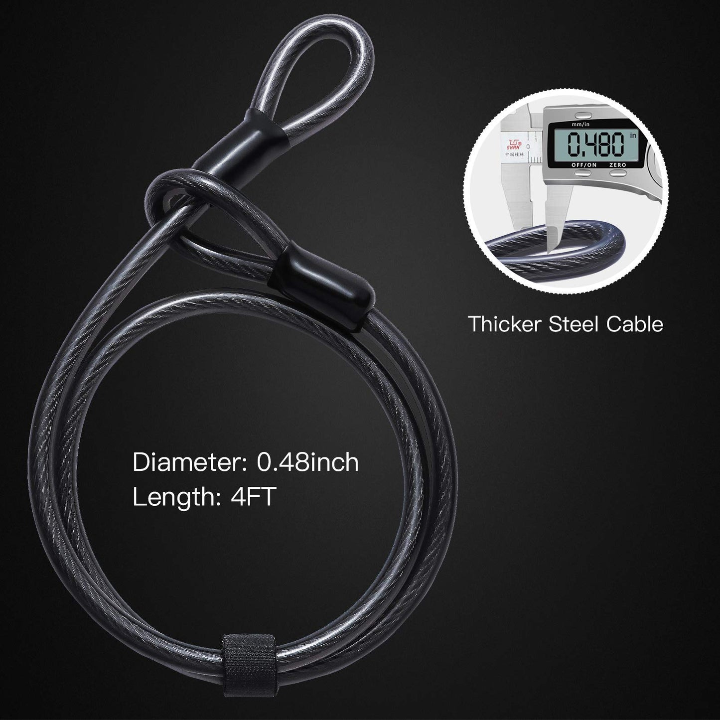 UBULLOX Bike U Lock Heavy Duty Bike Lock Bicycle U Lock, 16mm Shackle and 4ft/6ft Length Security Cable with Sturdy Mounting Bracket for Bicycle, Motorcycle and More