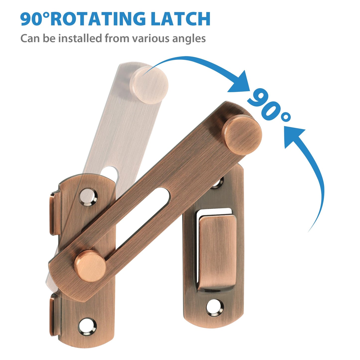 Alise 4 inch Flip Latch Gate Latches,Safety Door Lock for Barn Wood Fence Sliding French Doors,Heavy Duty SUS304 Stainless Steel Gate Hardware. Red Bronze,MS9500-R