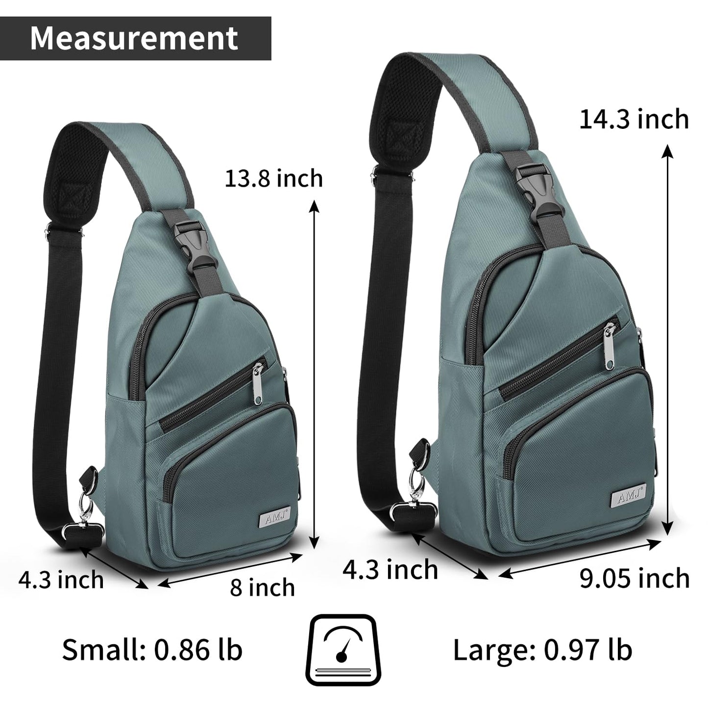 AMJ Crossbody Hiking Casual Sling Bag For Men Women Travel Camping Chest Backpack Daypack