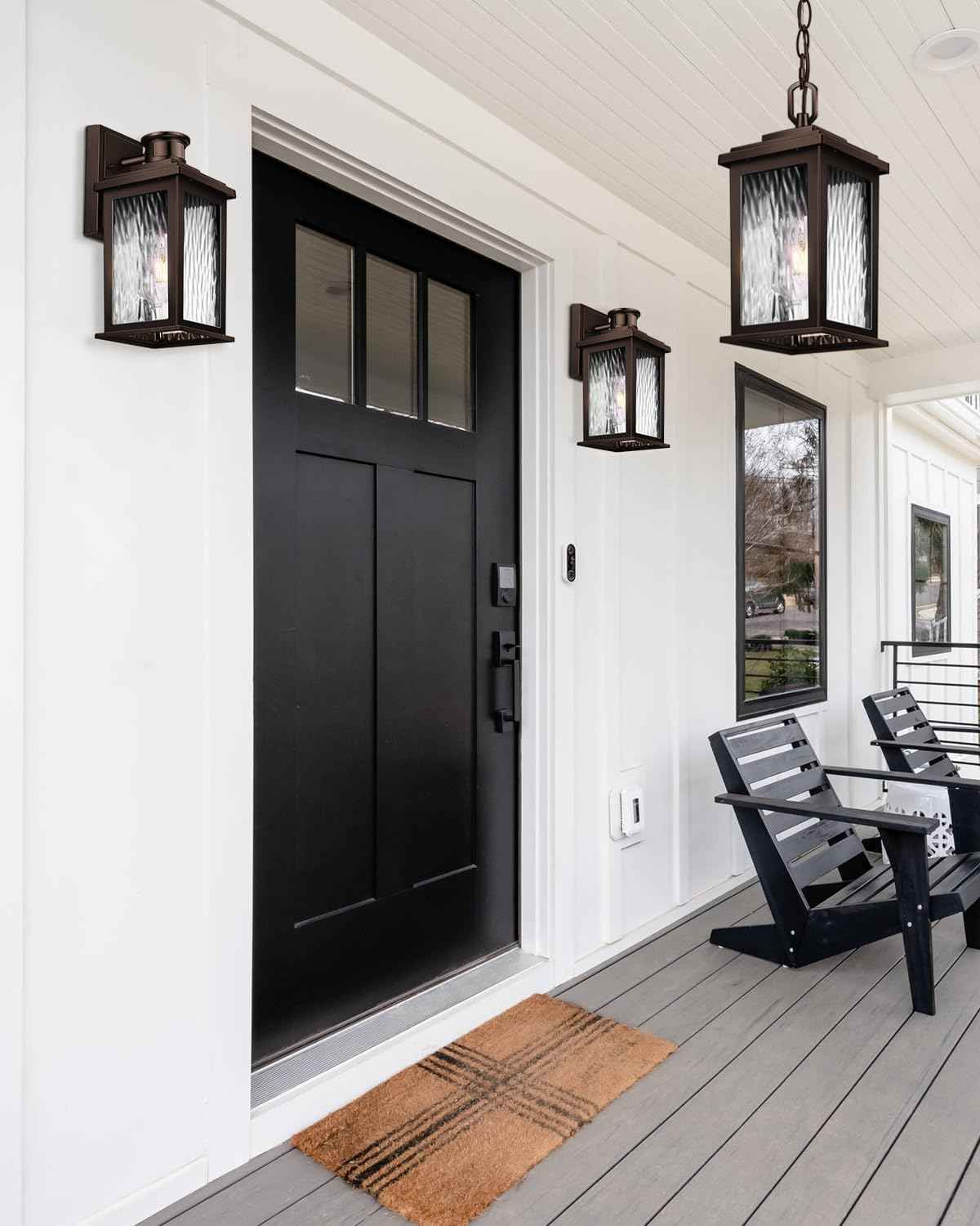 Outdoor Pendant Light - Oil Rubbed Bronze Chandelier for Porch & Patio, Adjustable Chain